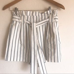 Zara striped high waist belted shorts XS